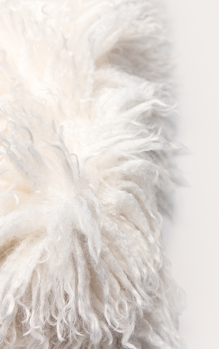 Cream Shaggy Faux Fur Scarf image 3