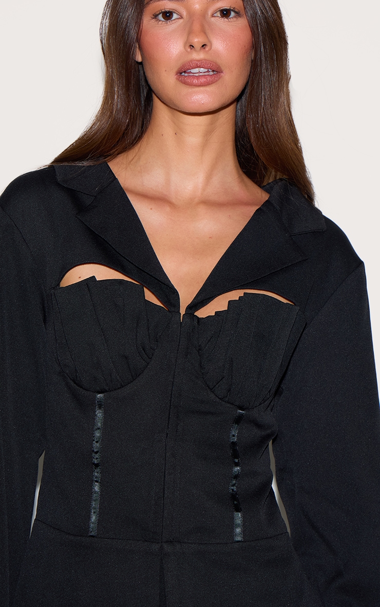 Black Shell Cup Detail Tailored Blazer image 4