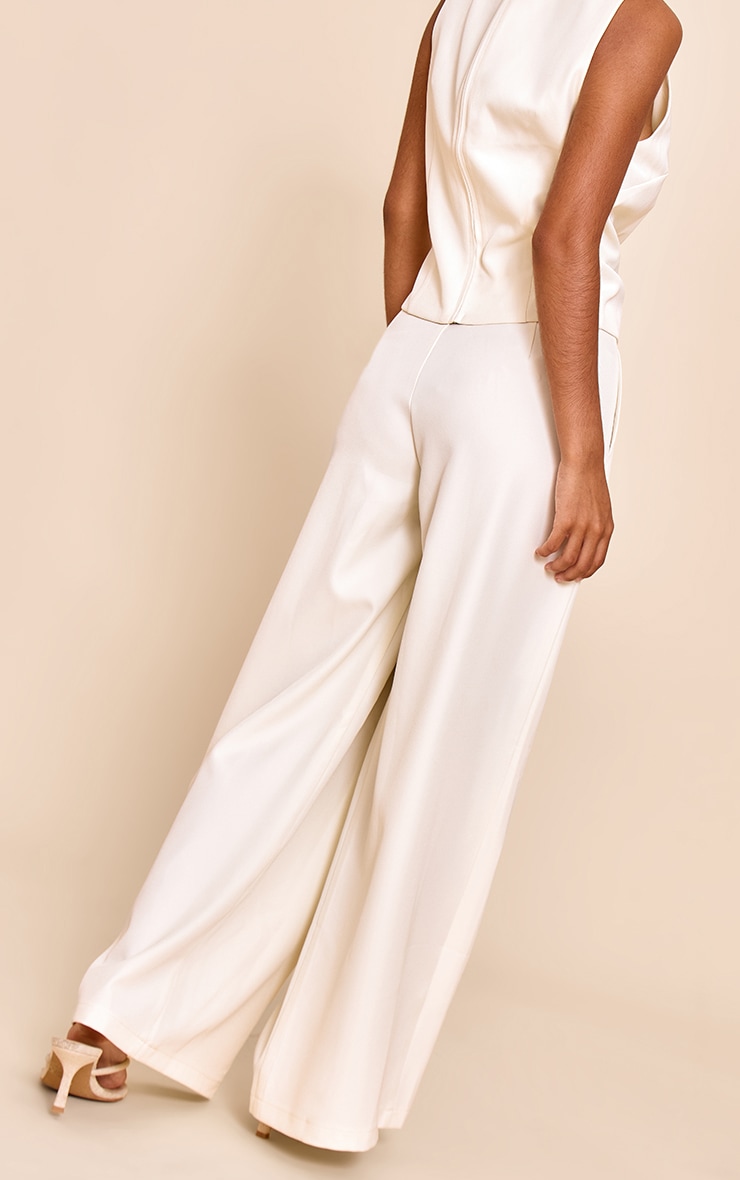 Petite Pantalon de tailleur large tissé crème image 3