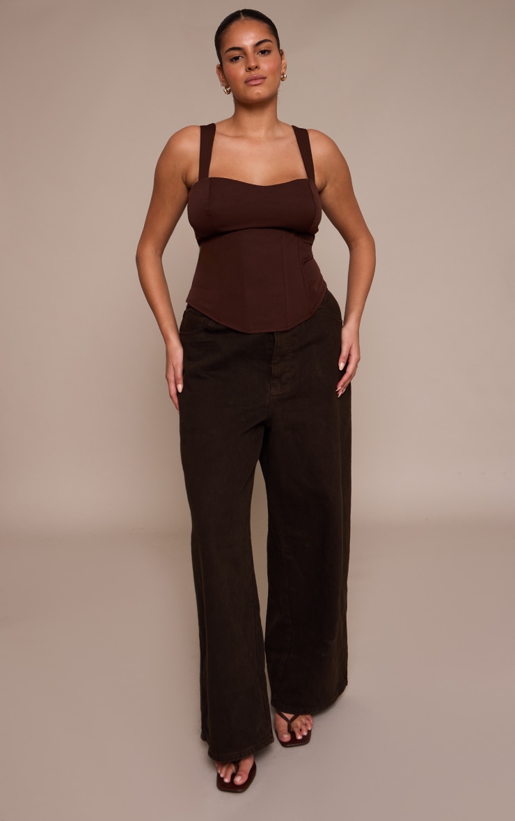 Plus Chocolate Curved Hem Corset image 3