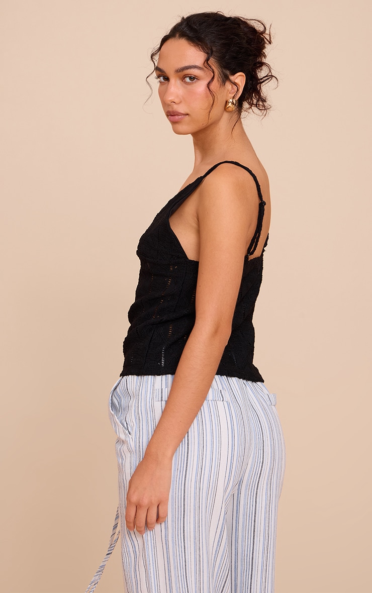 Black Crochet Textured Cami Top image 2