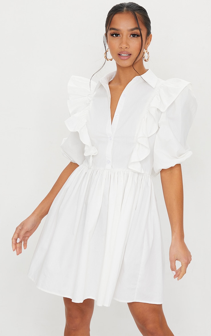 petite white shirt dress