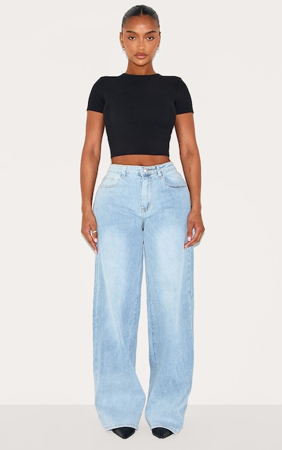 Shape Jean droit coupe sablier stretch bleu clair à taille haute