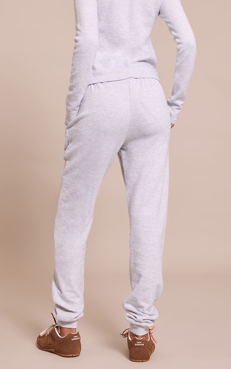 Tall Grey Embroidered Supersoft Cuffed Track Pants image 3