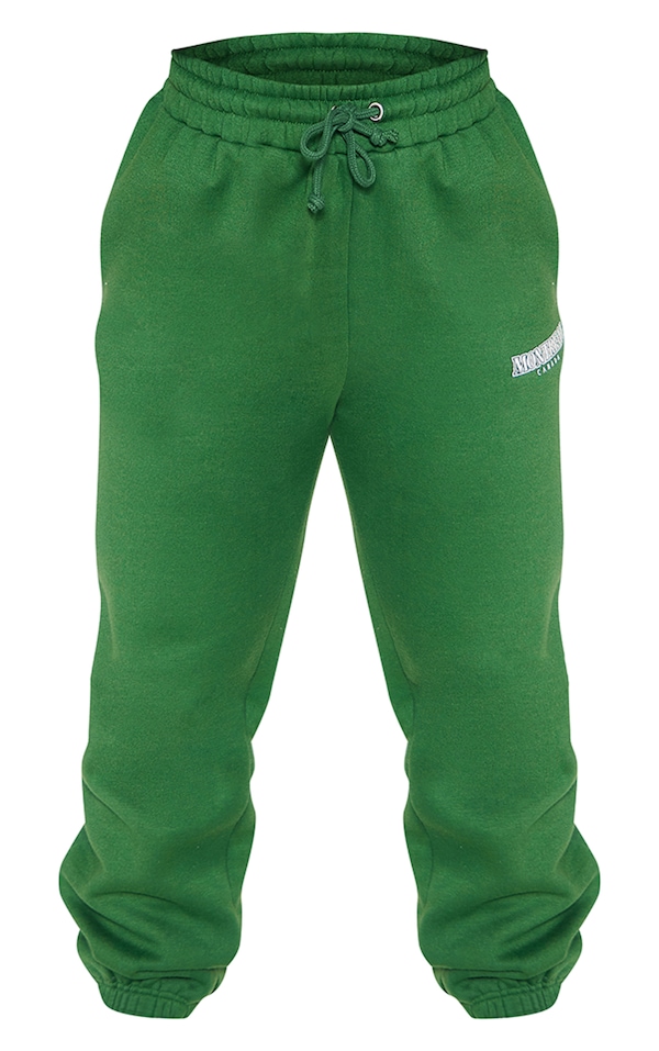 Plus Forest Green Montreal Printed Cuffed Joggers PrettyLittleThing