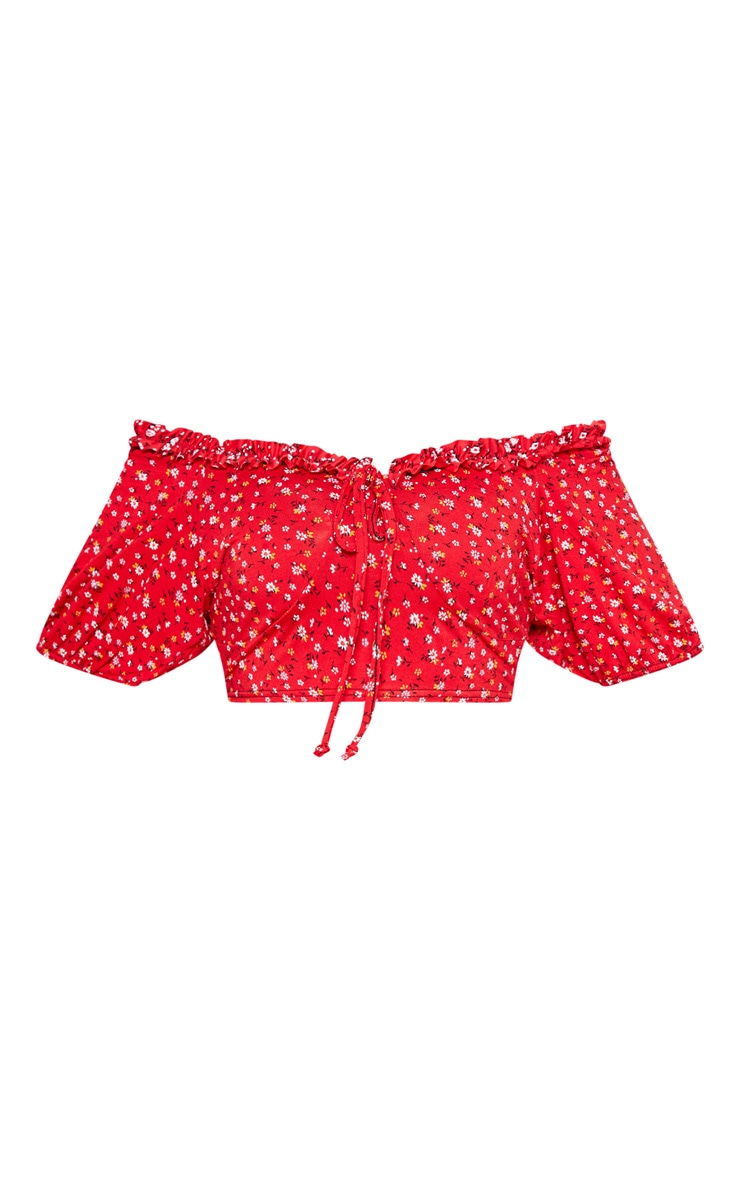 ditsy floral ruched crop top