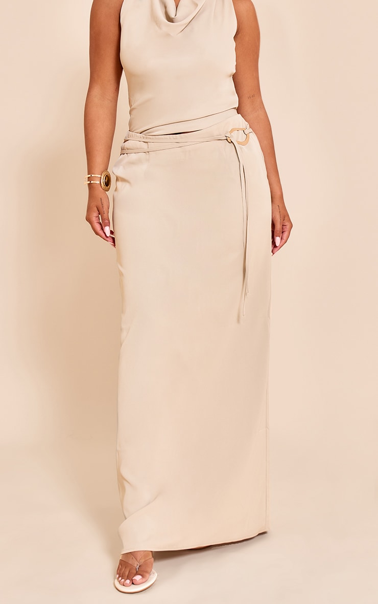 Shape Stone Gold Trim Strappy Tie Maxi Skirt image 2