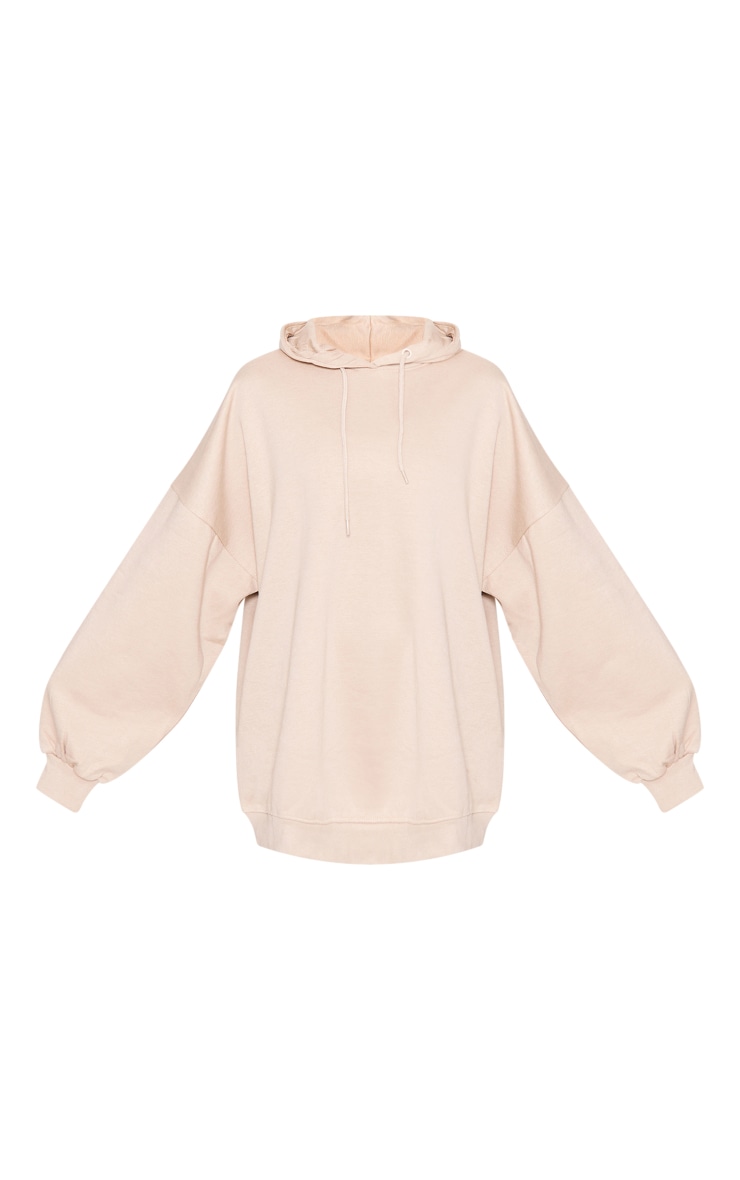  Oatmeal Hooded Oversized Sweat Jumper Dress image 5