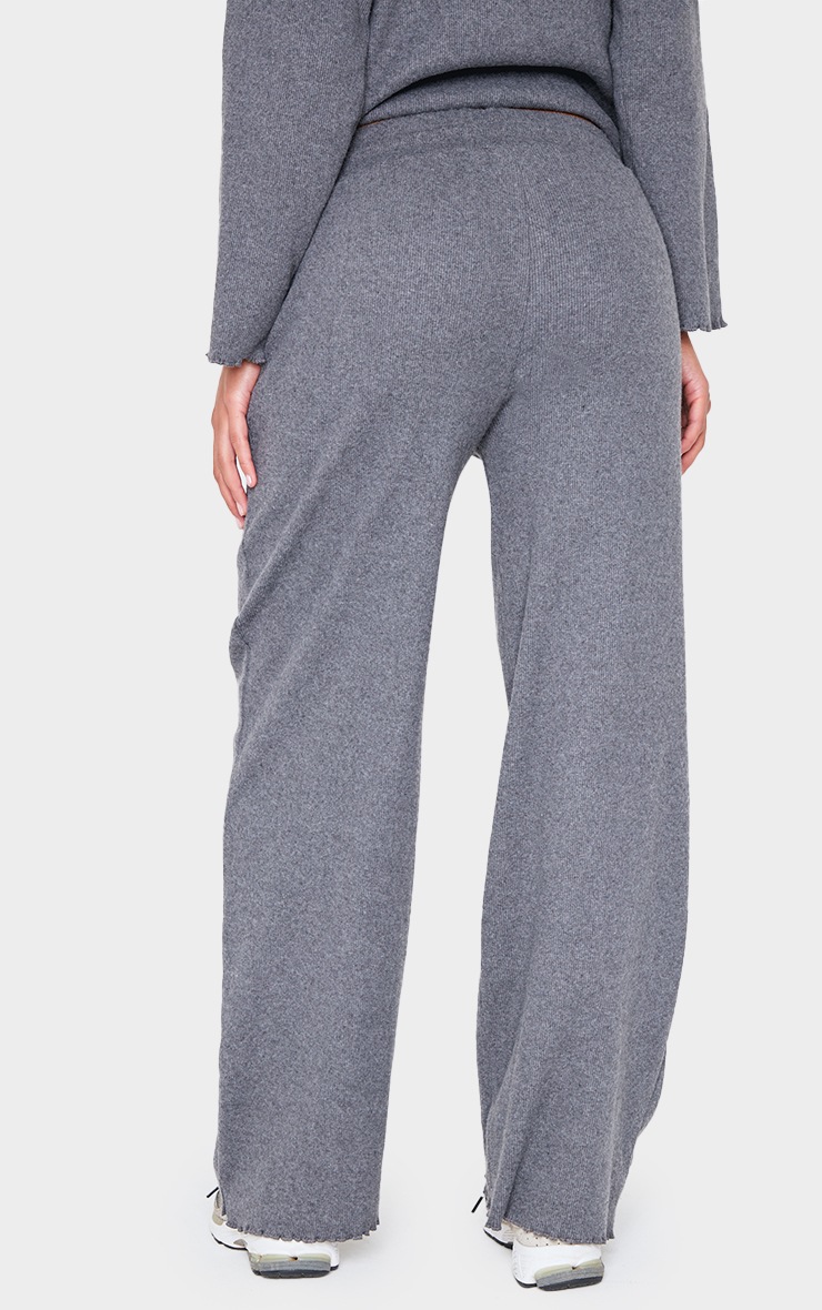 Dark Grey Ribbed Oversized Wide Leg Pants image 3