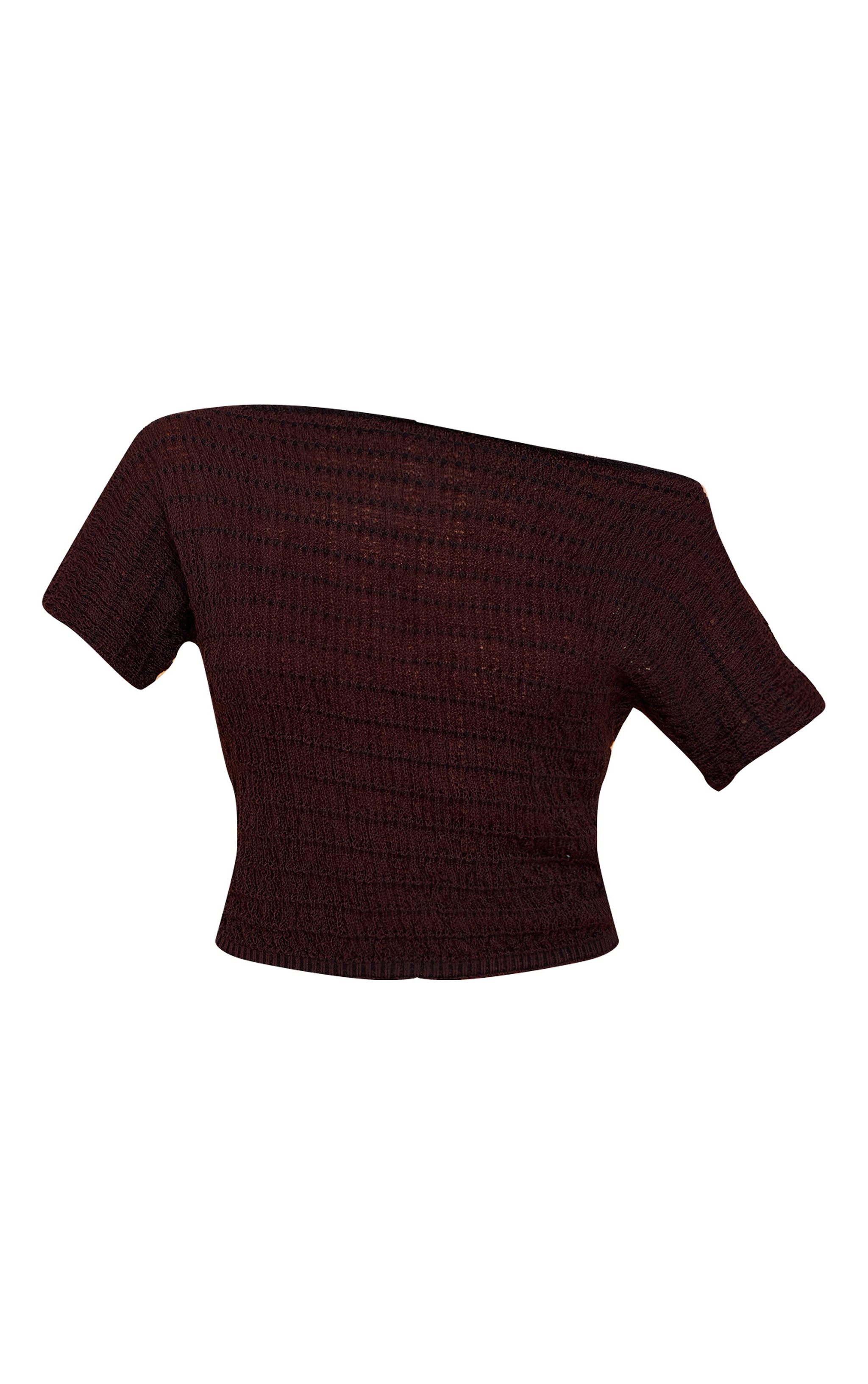 Chocolate Textured Knit Off The Shoulder Top image 5