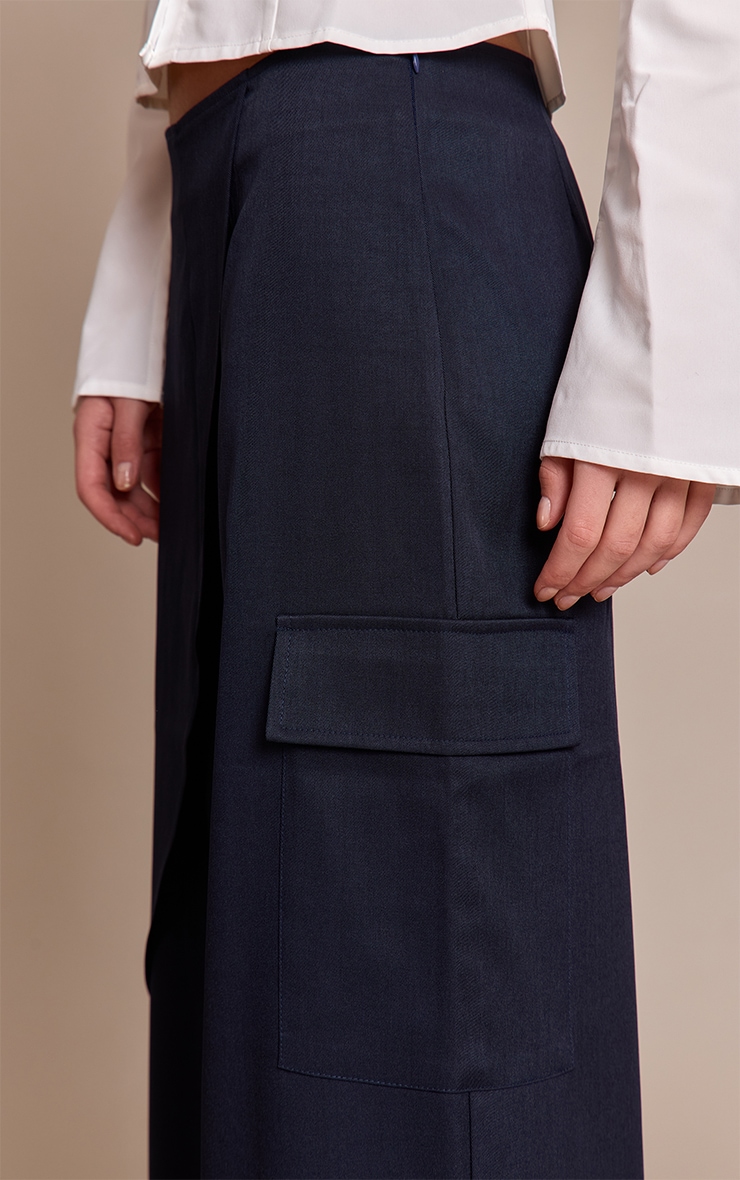 Navy Woven Wrap Detail Cargos  image 4