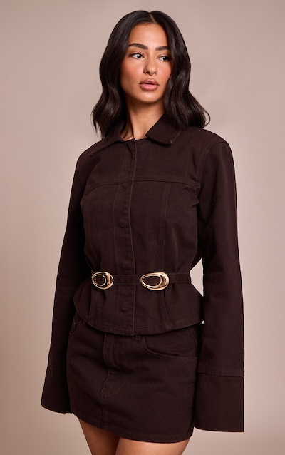 Petite Mini-jupe en jean chocolat foncé