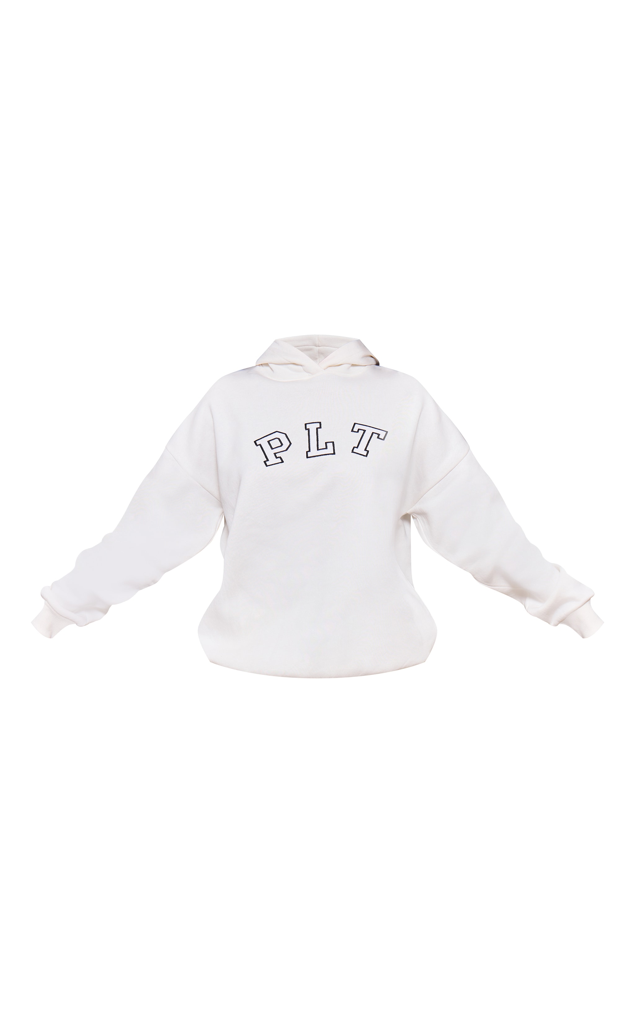 PRETTYLITTLETHING Cream PLT Logo Oversized Hoodie image 5