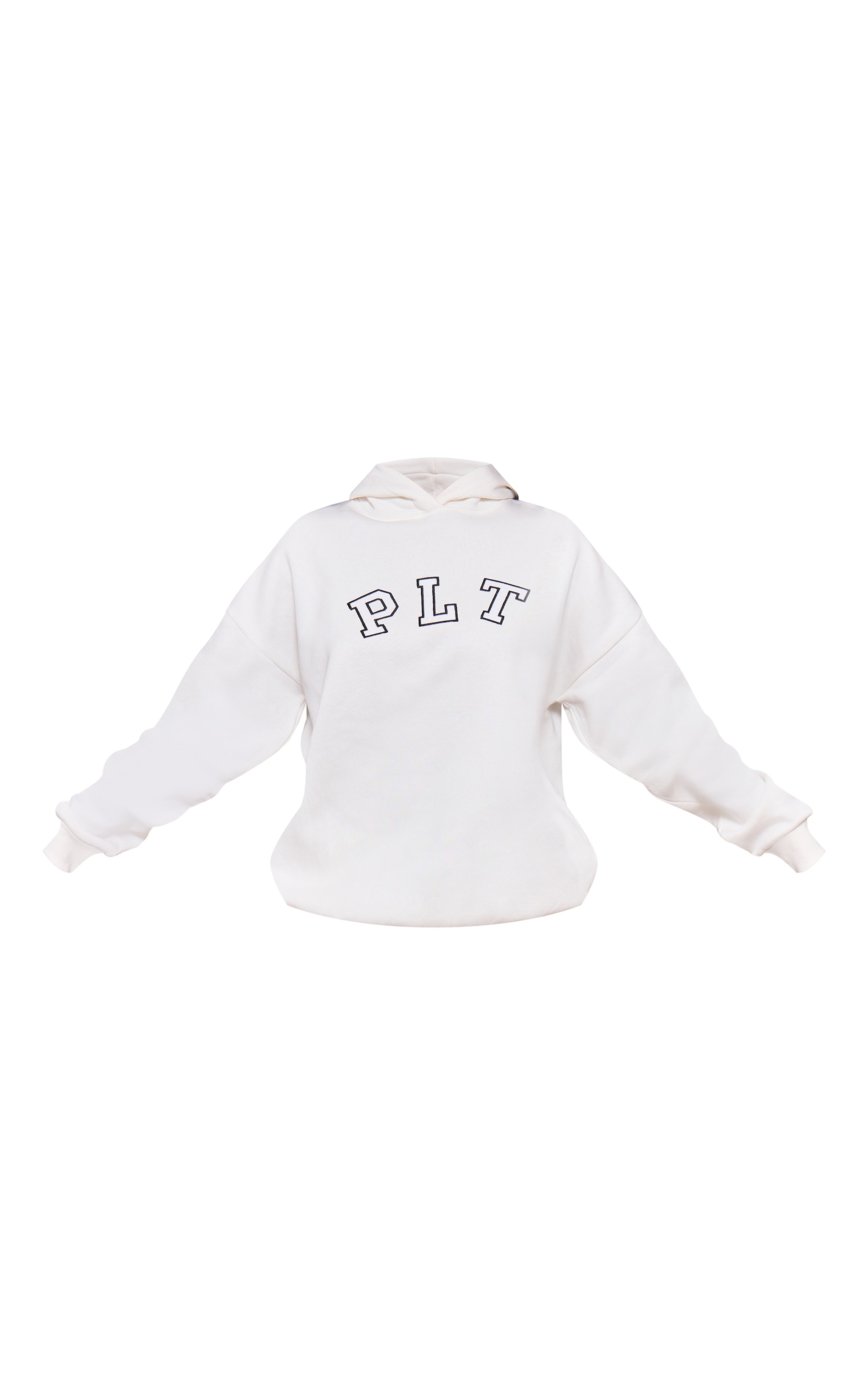 PRETTYLITTLETHING Cream Logo Oversized Hoodie image 5