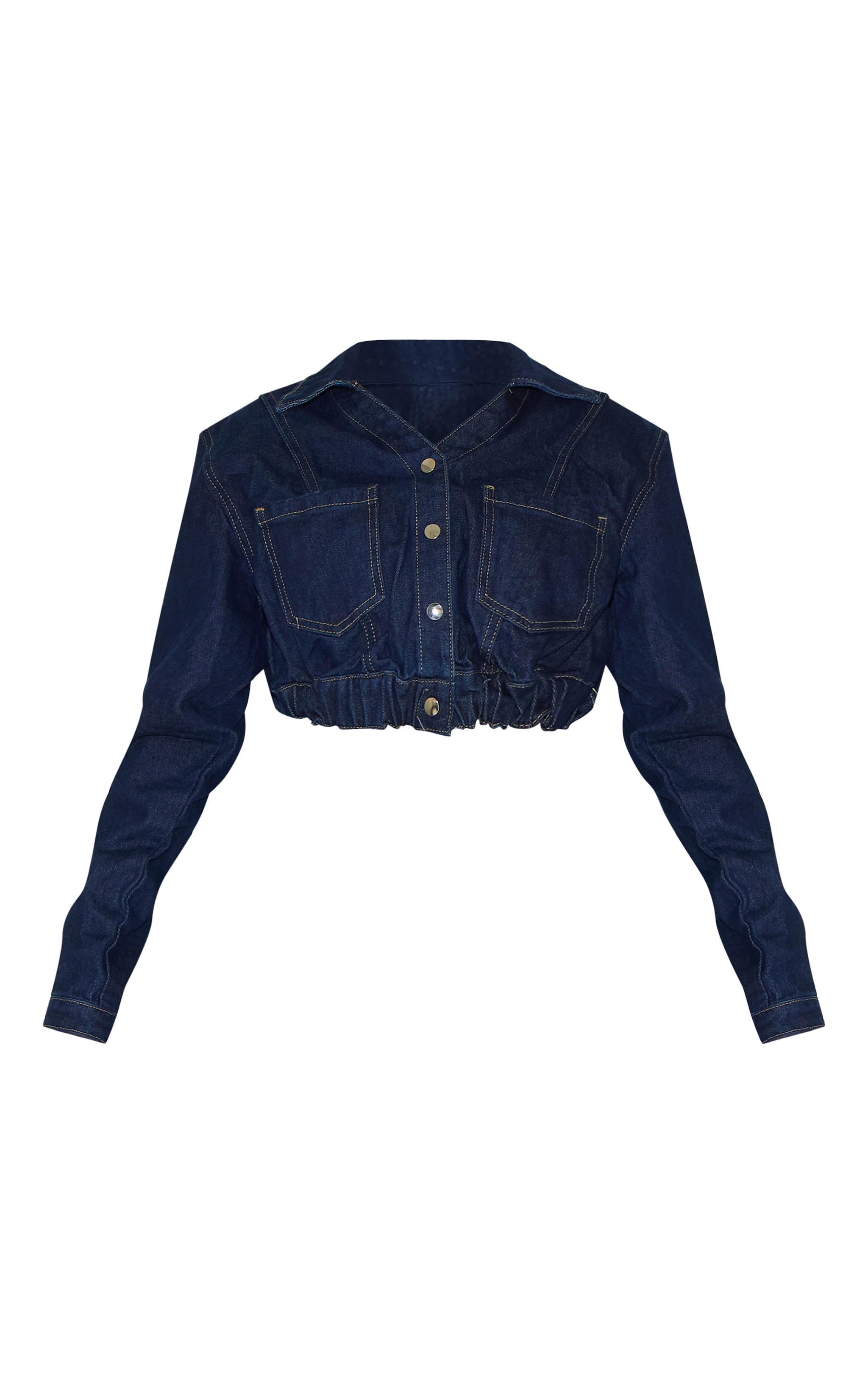 Veste courte en denim indigo foncé, coupe petite image 5