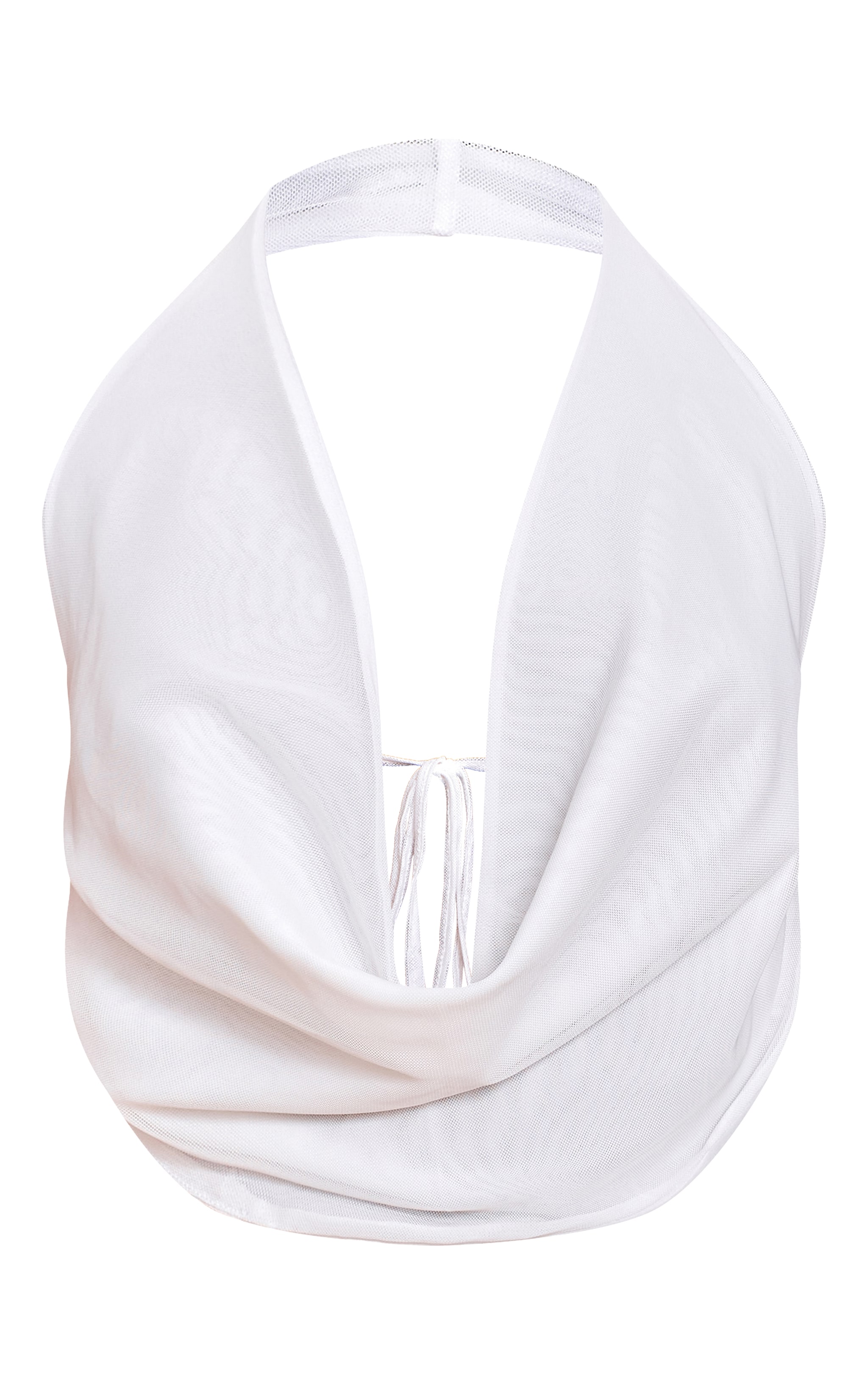 White Cowl Neck Mesh Top image 5