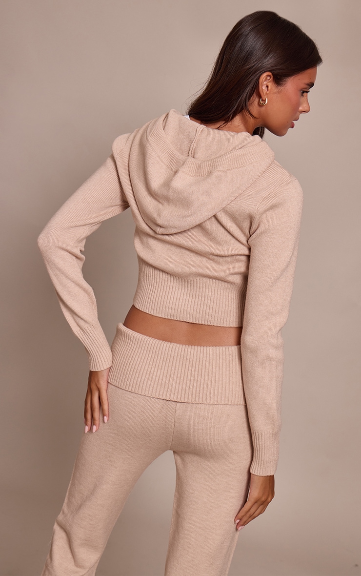 Hoodie en maille tricot gris pierre à zip image 2