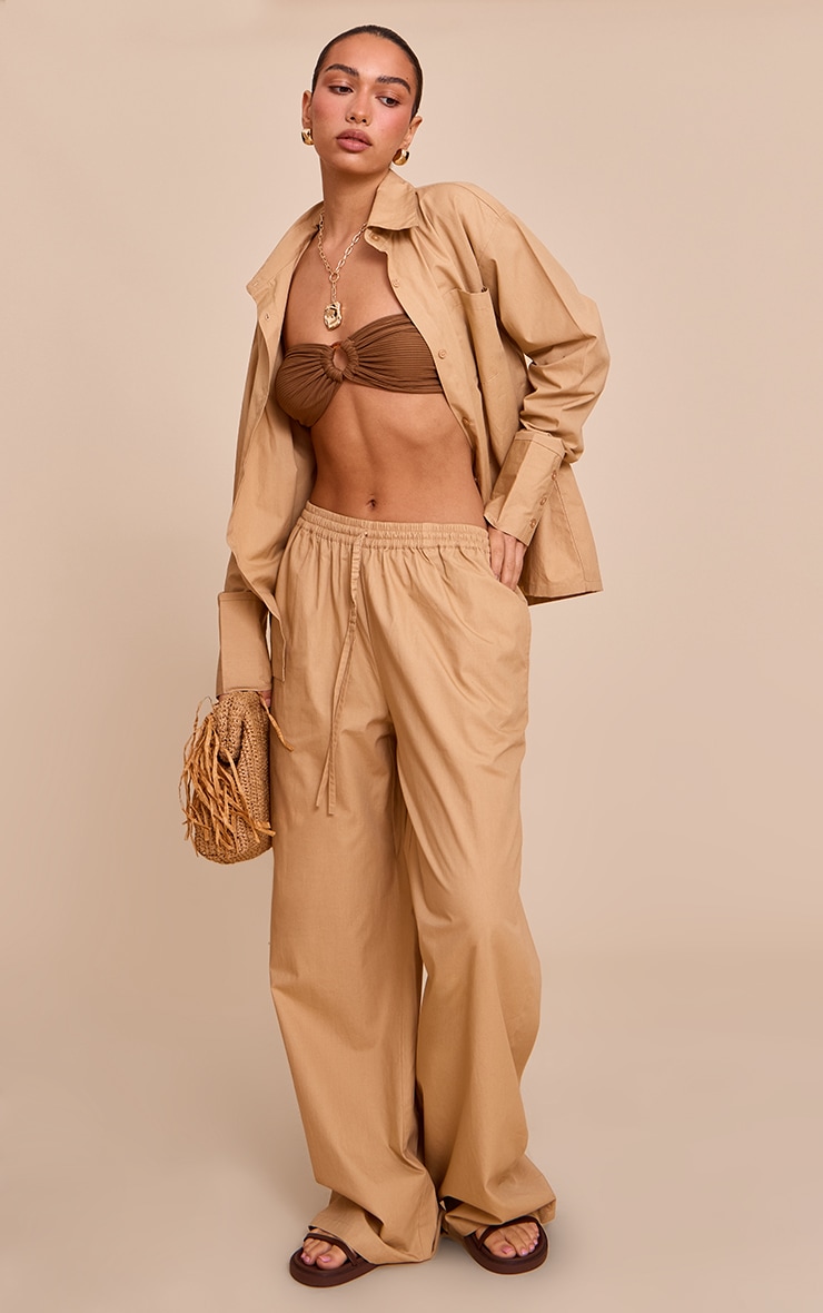Sand Cotton Poplin Oversized Long Sleeve Shirt image 3