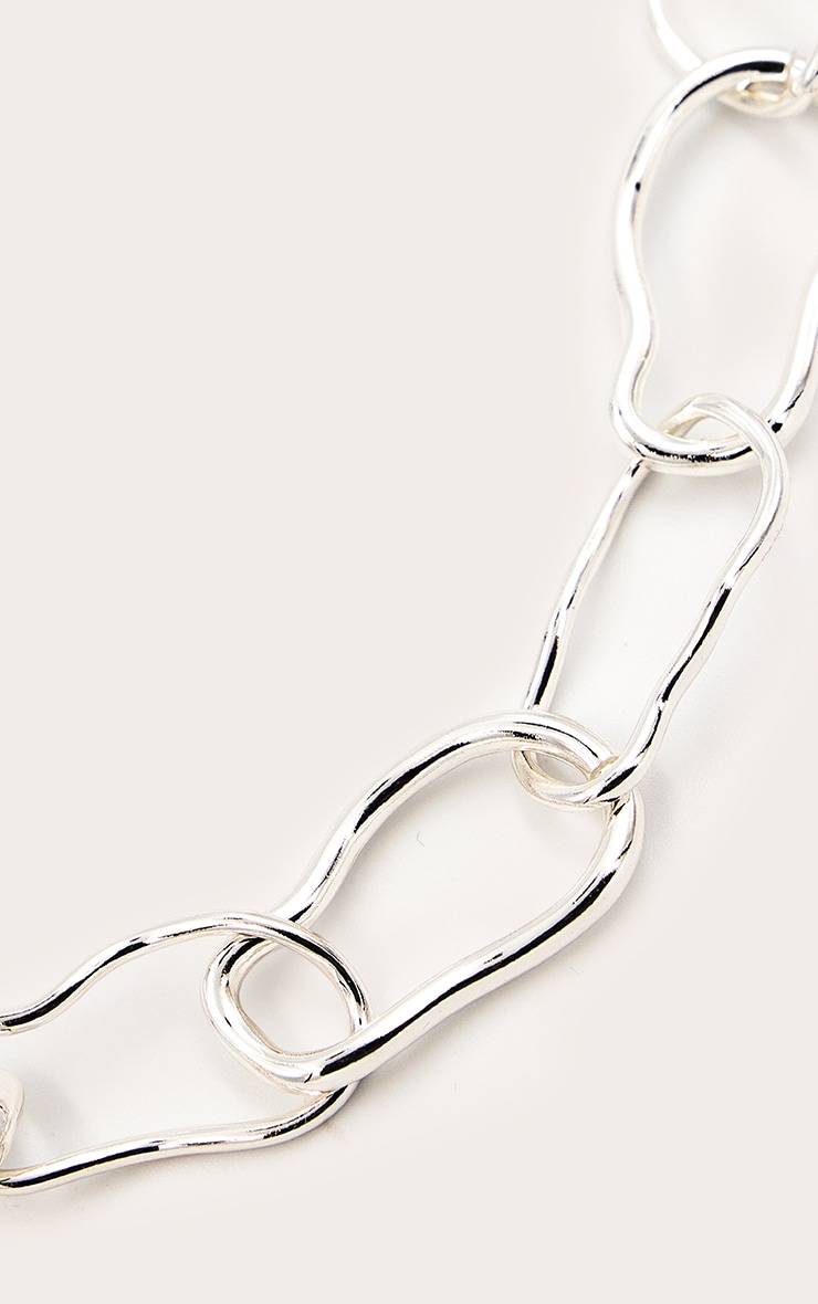 Silver Abstract Molten Link Chain Necklace image 3
