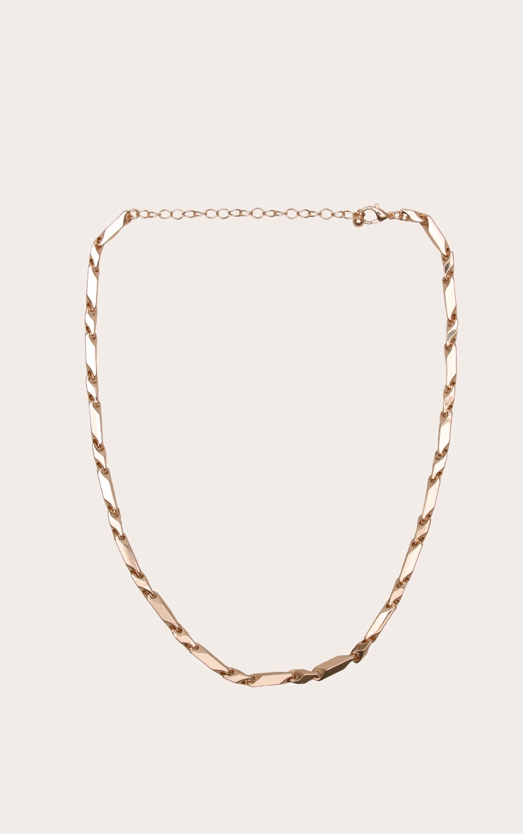 Gold Smooth Angular Link Chain Necklace image 2