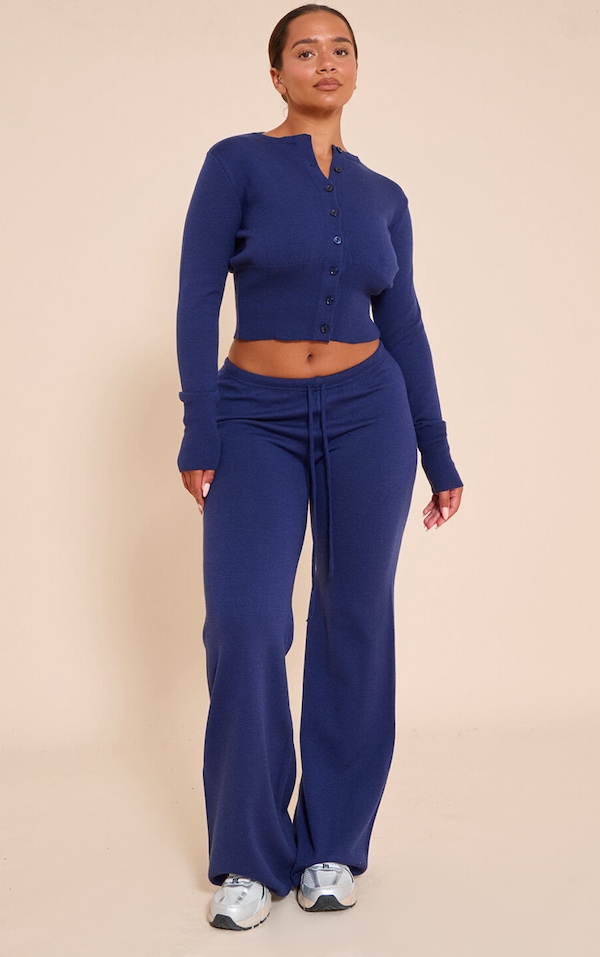 Shape NAVY Knitted Tie Waist Pants