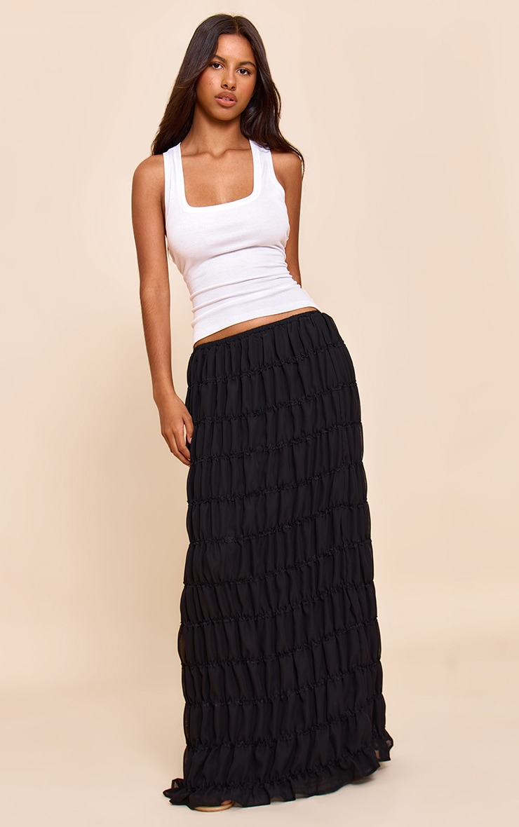 Petite Black Chiffon Maxi Skirt image 1