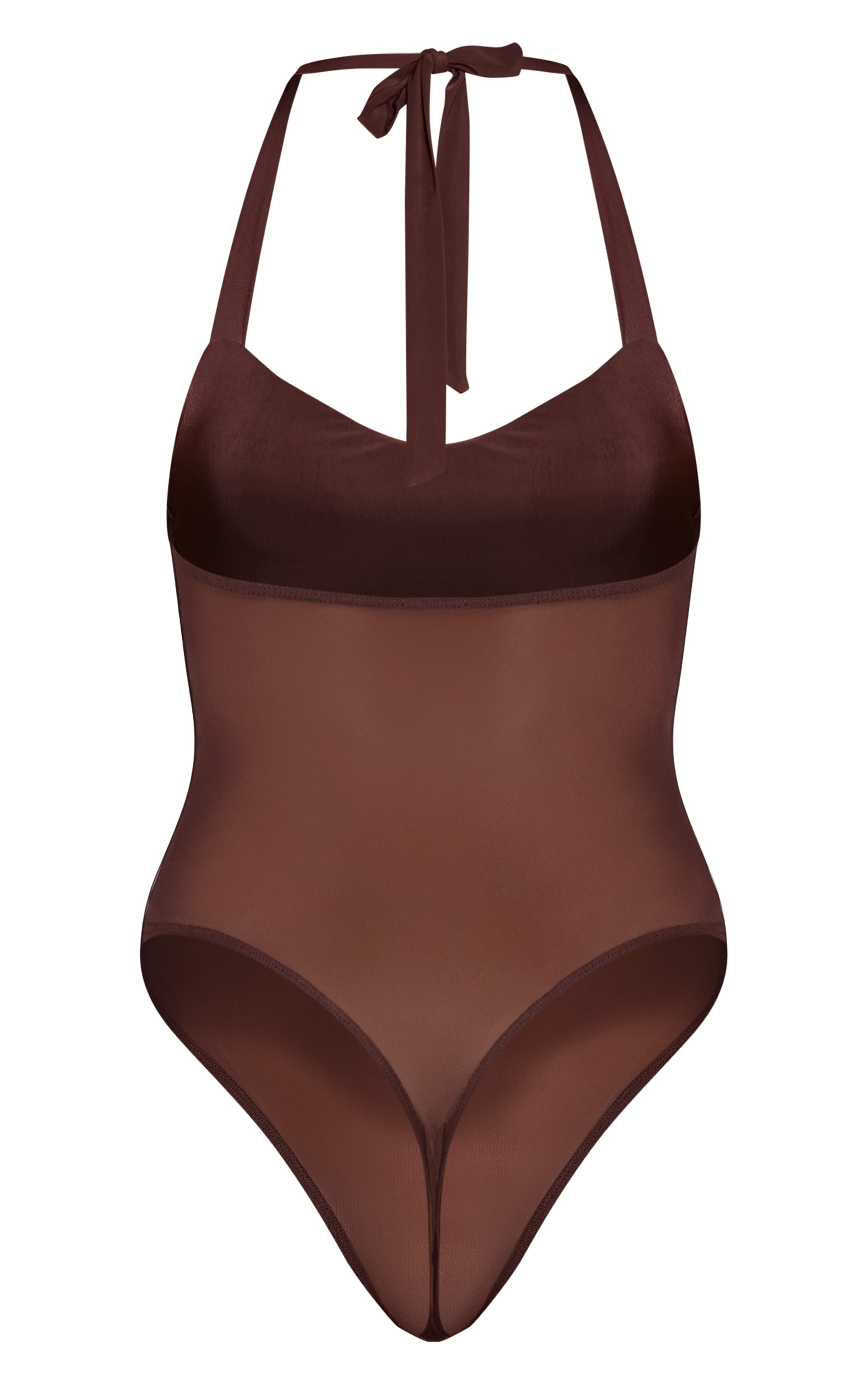 Dark Chocolate Bust Detail Mesh Halterneck Bodysuit image 6
