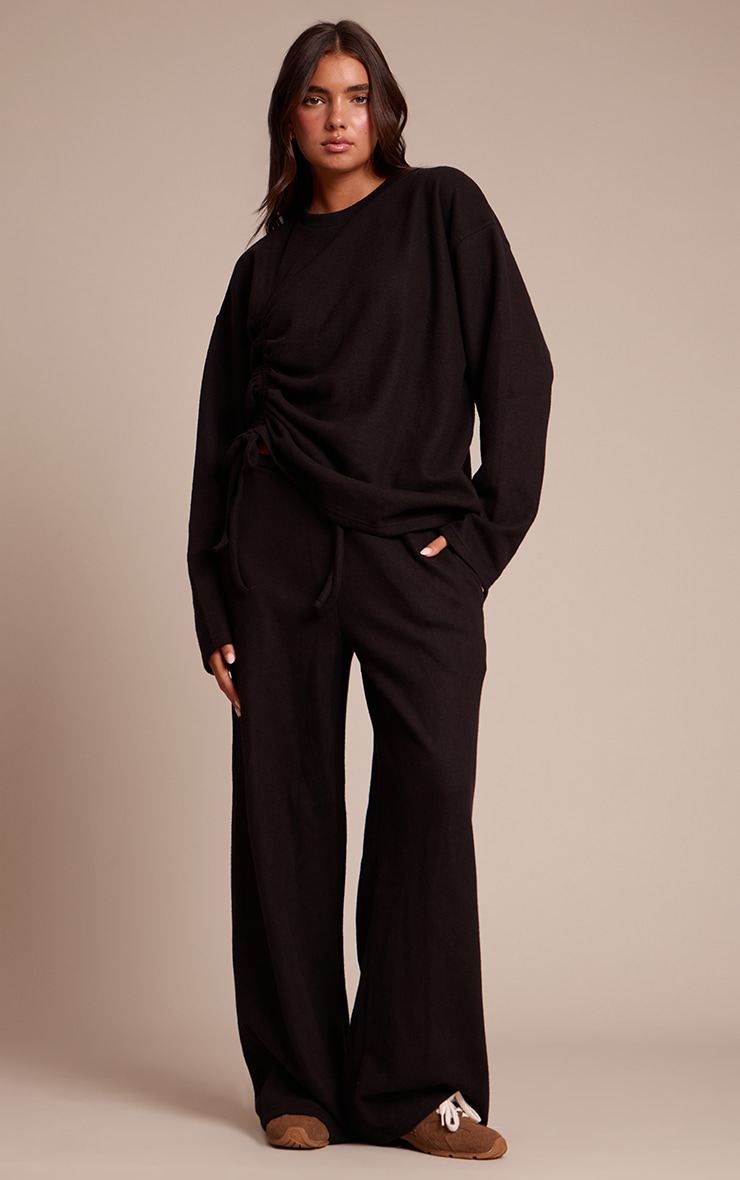 Black Super Soft Ruched Side Top image 3