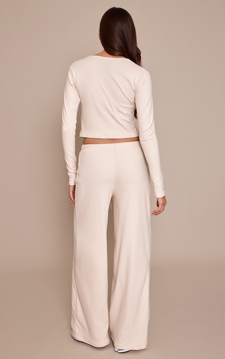 Cream Soft Touch Elasticated Trousers image 3