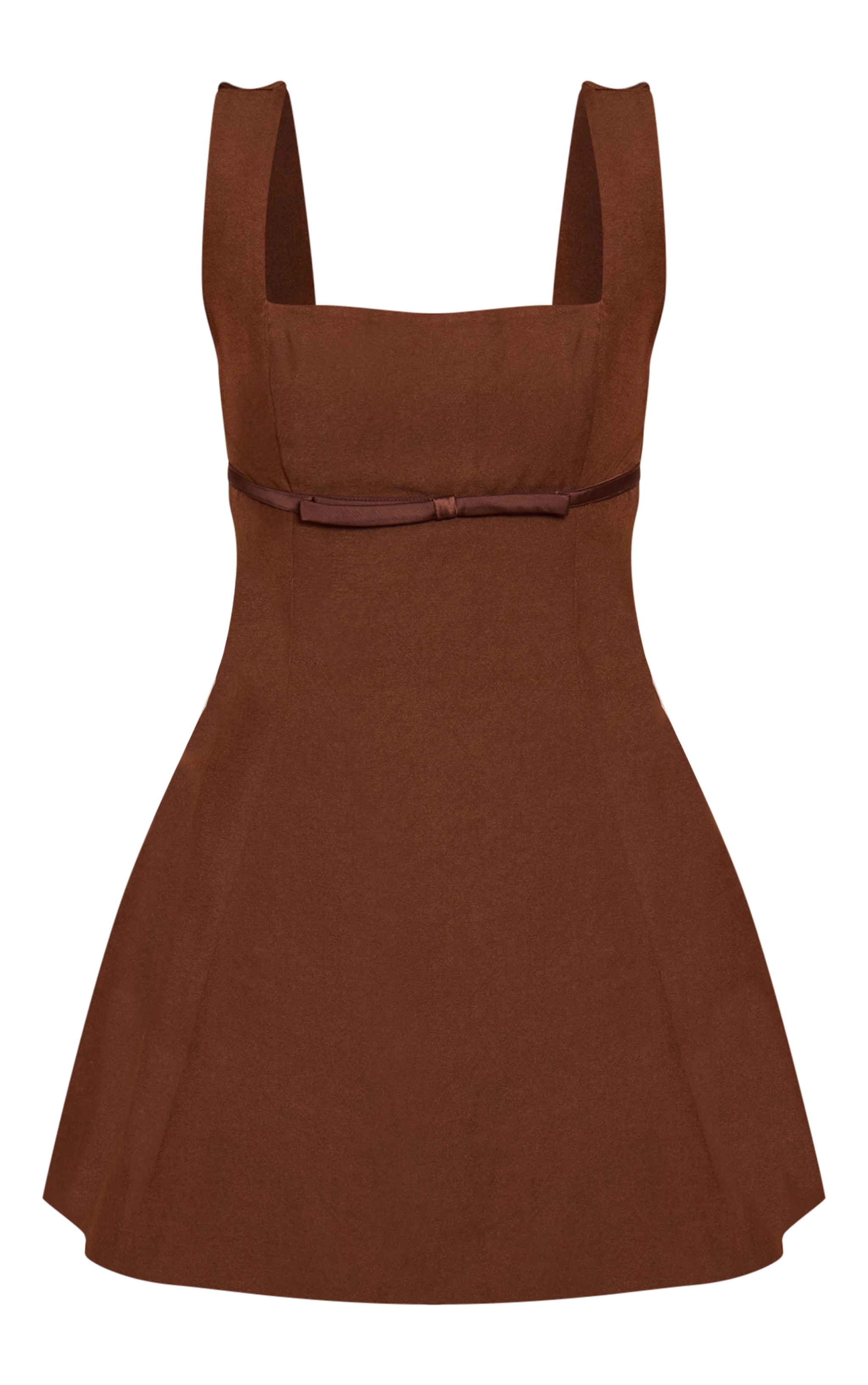 Robe droite tissée deluxe chocolat à détail ceinture image 5