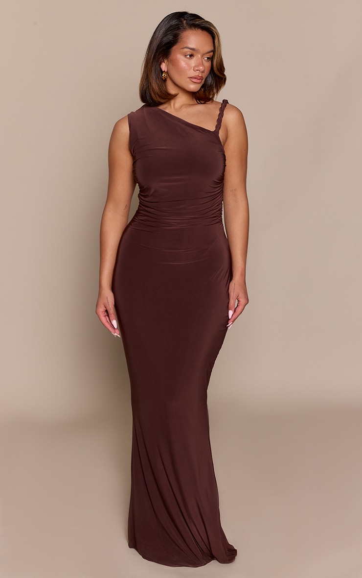 Shape Chocolate Twist Detail Slinky Maxi Dress  image 3