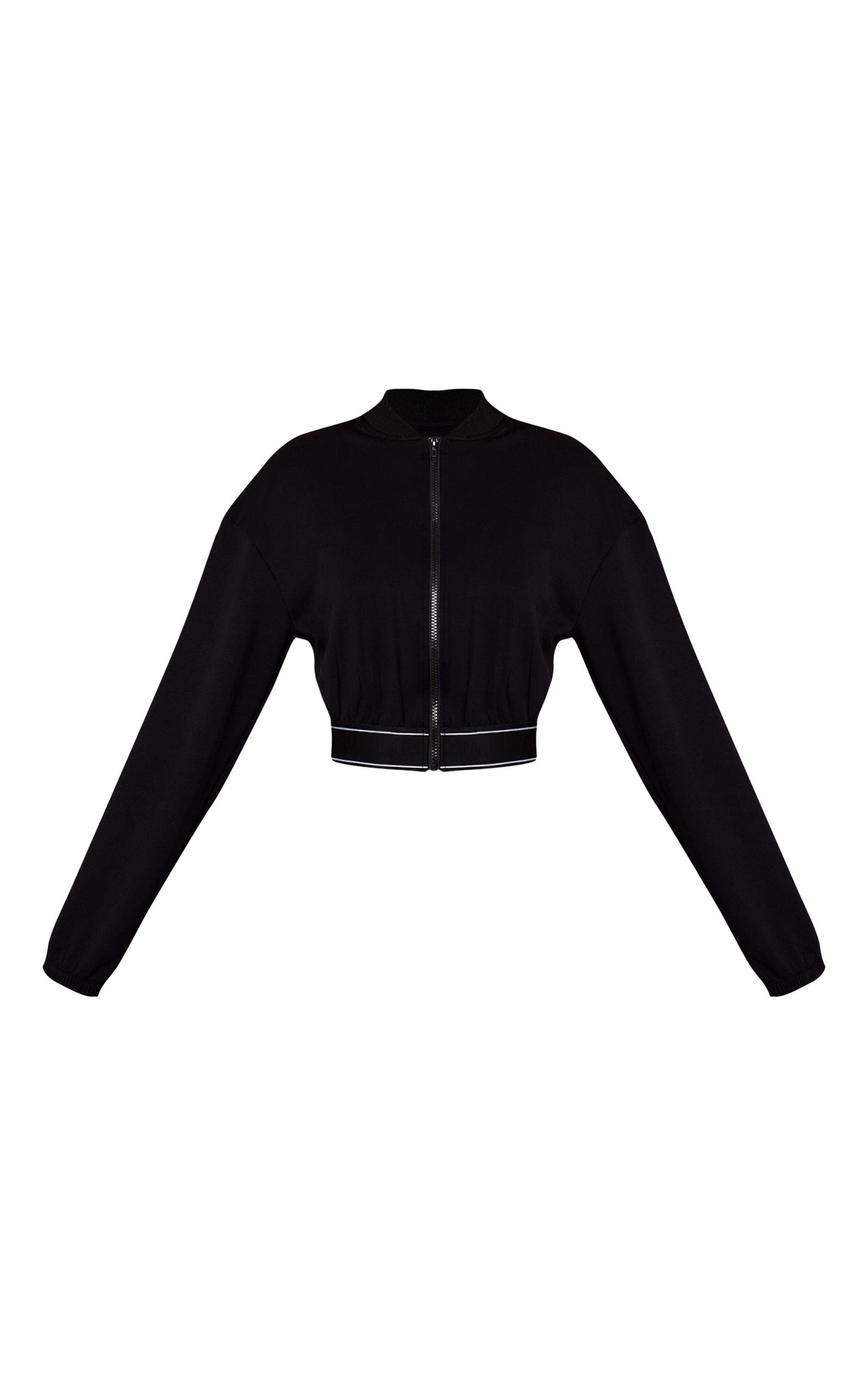 Black Soft Touch Elasticated Waist Bomber Jacket image 5