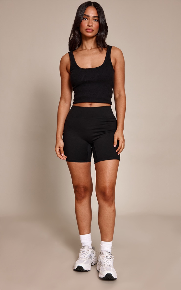 Petite Black High Waist Sculpt Gym Shorts image 4