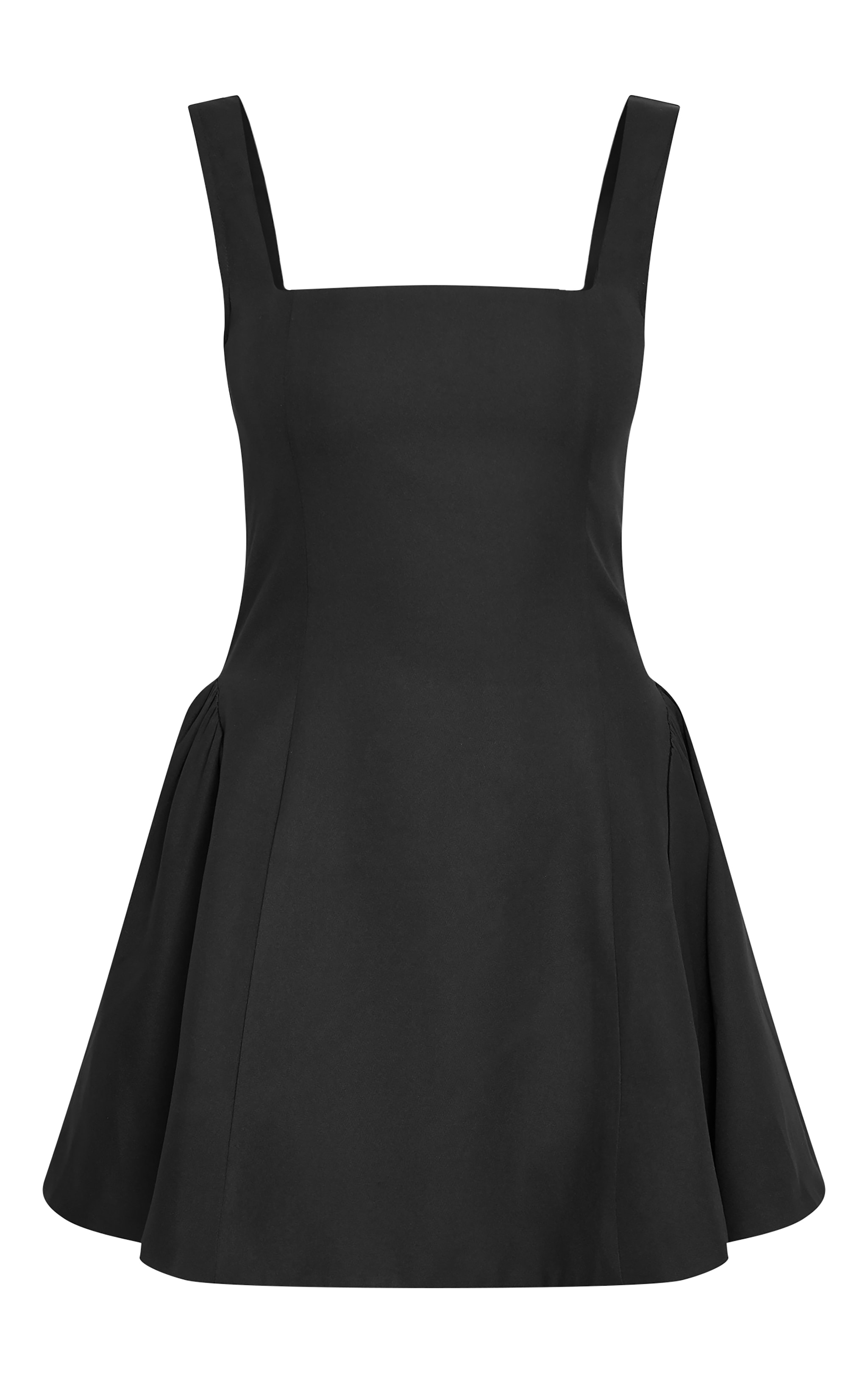 Black Hip Pleated Shift Dress image 7