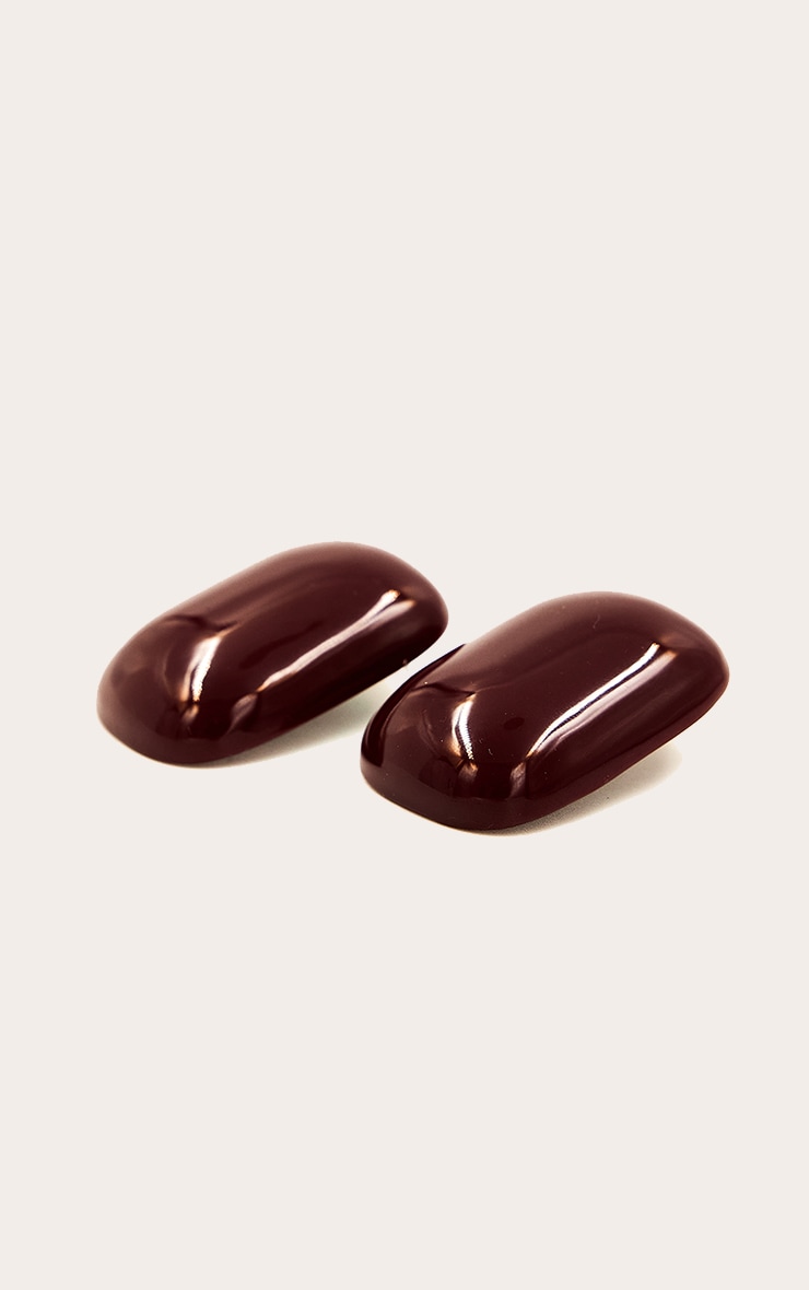 Burgundy Smooth Rectangular Stud Earrings image 3