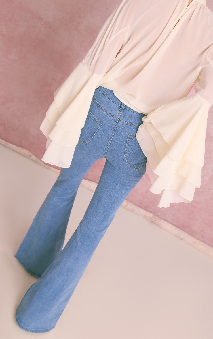 Blue 5 Pocket Stretch Flared Jeans image 3
