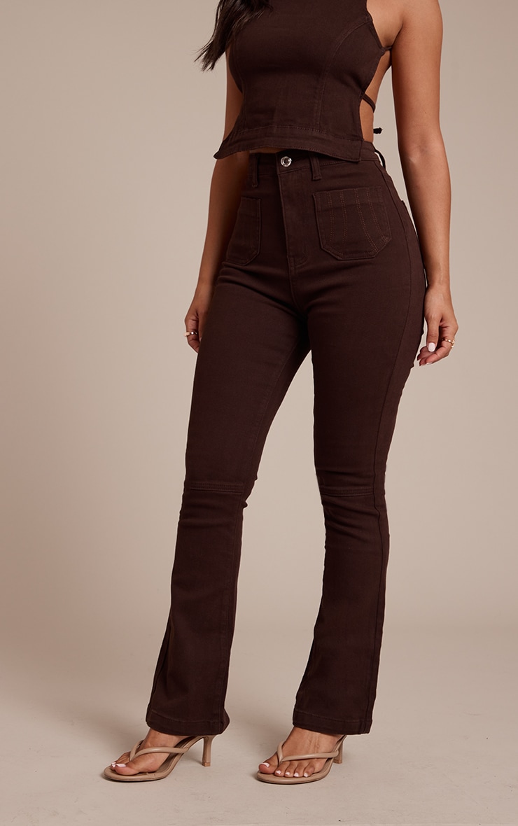 Petite Jean flare ajusté chocolat foncé image 2