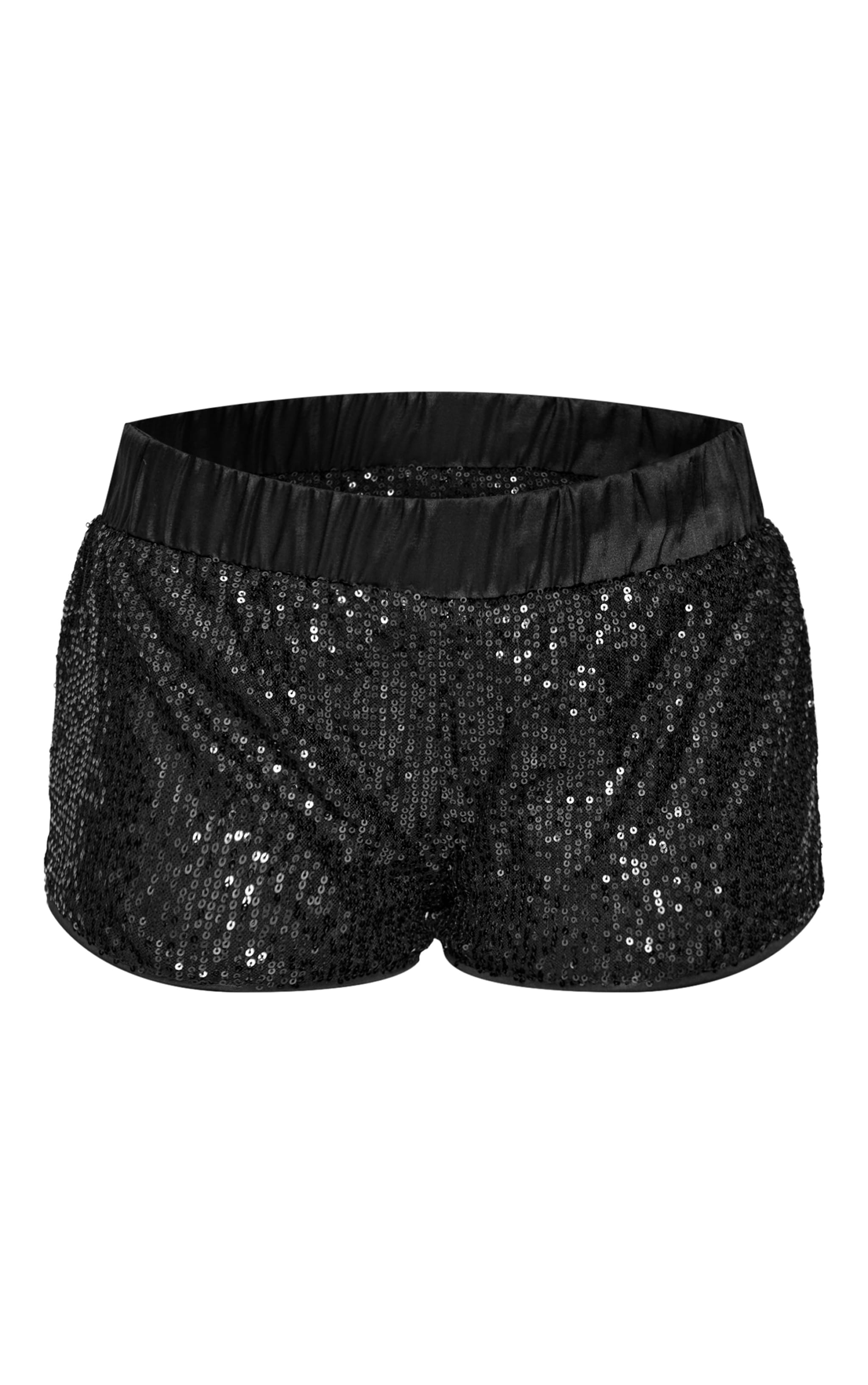 Black Waistband Detail Sequin Mini Shorts image 6