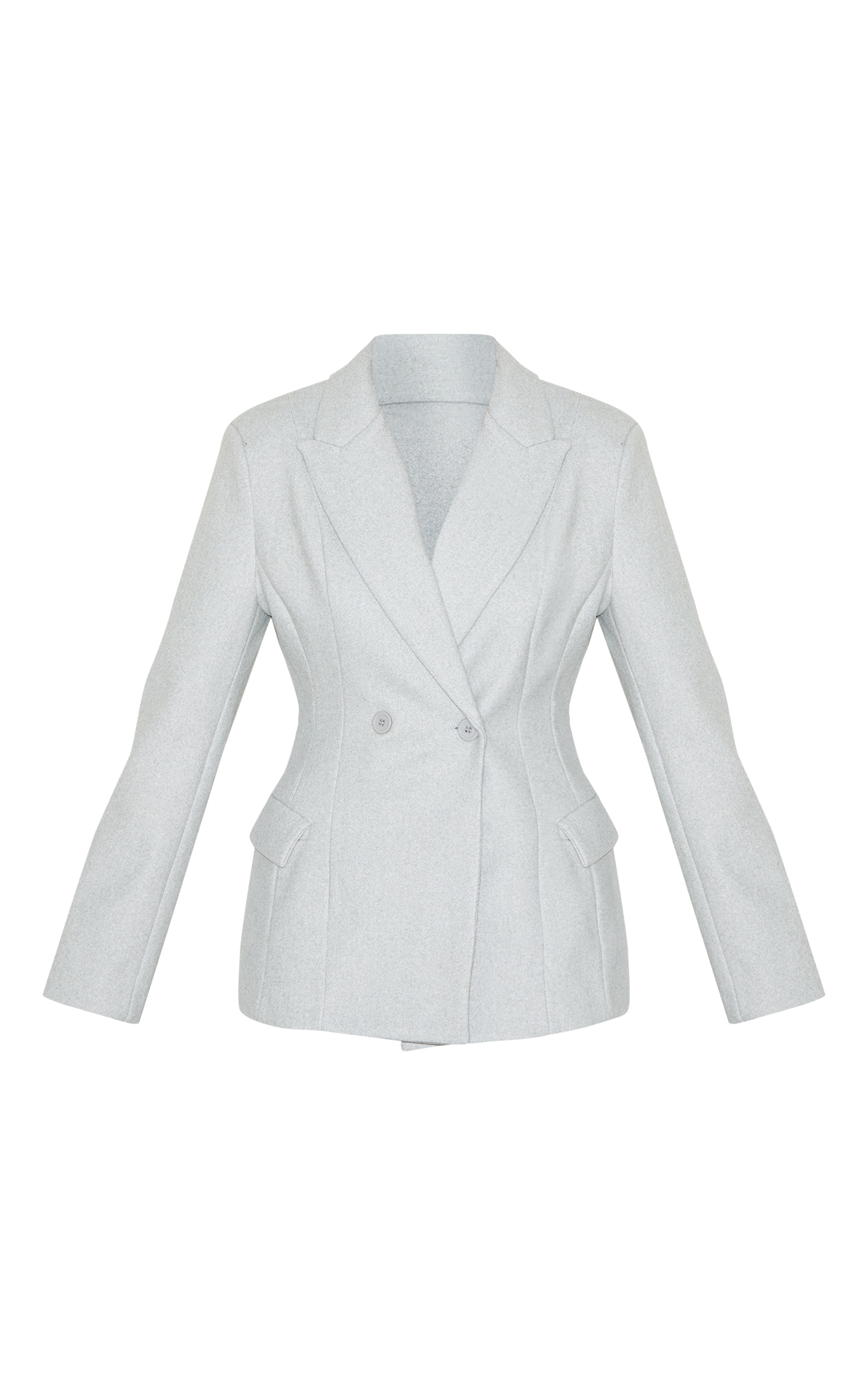 Blazer asymétrique en effet laine gris à double boutonnière image 5