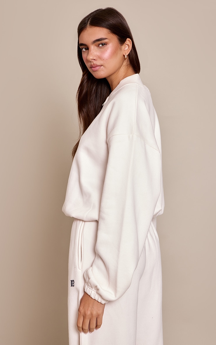 PLT Cream Cotton Fleece Bomber Jacket image 2