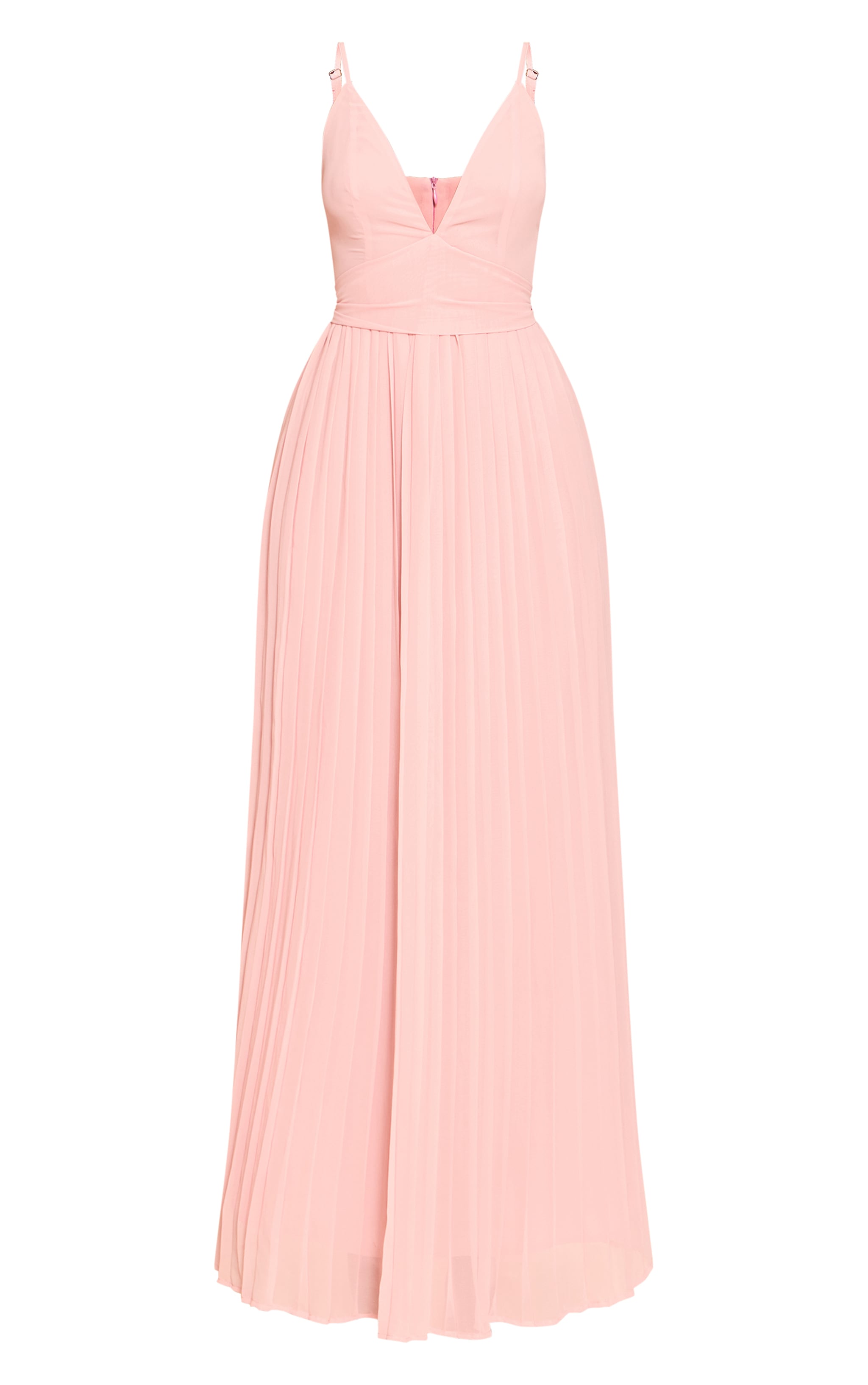 Blush Chiffon Strappy Pleated Belt Detail Maxi Dress image 5