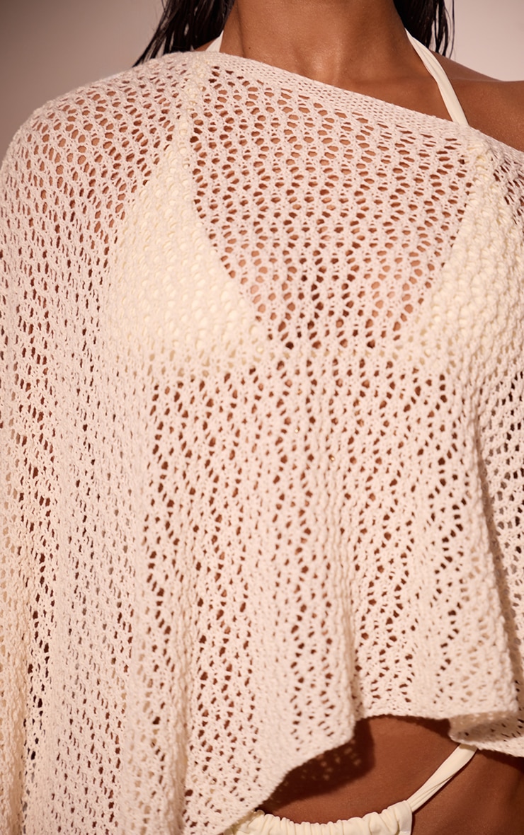 Cream Knitted Beach Cape image 4