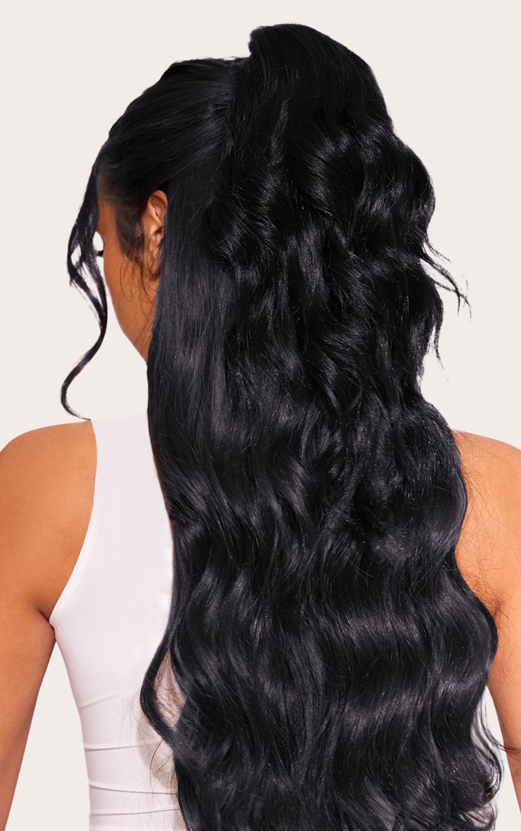 Lullabellz Brushed Out Wave 16” Claw Clip Pony In Jet Black image 2