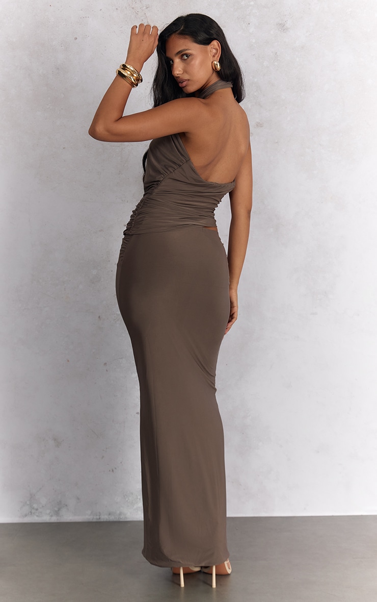 Deep Taupe Double Slinky Twist Maxi Skirt image 3