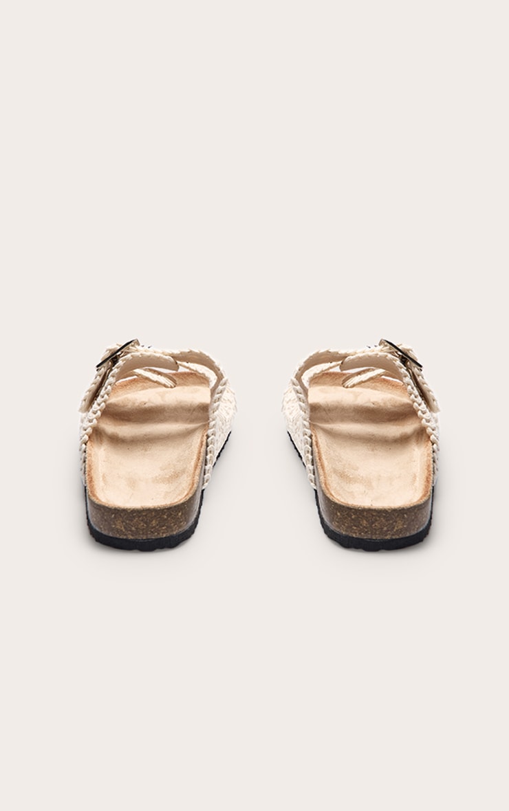 Beige Crochet Knit Footbed Sandals | Footwear