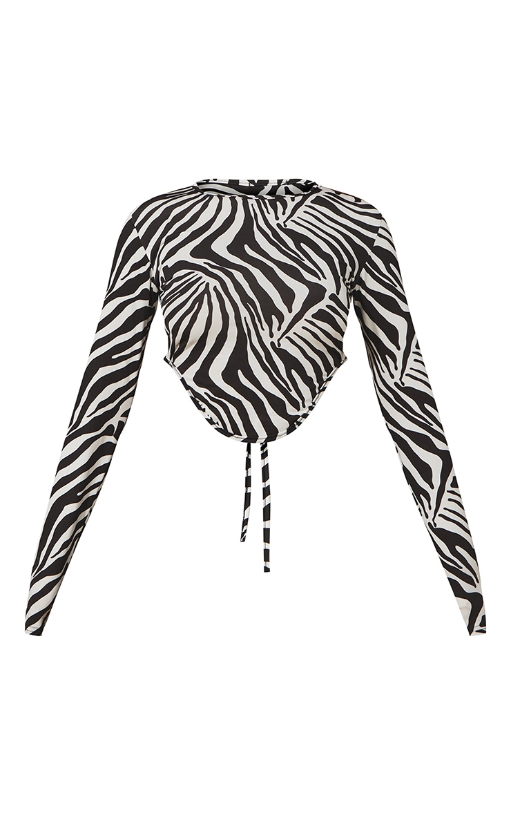Zebra Printed Dip Hem Tie Back Top image 5