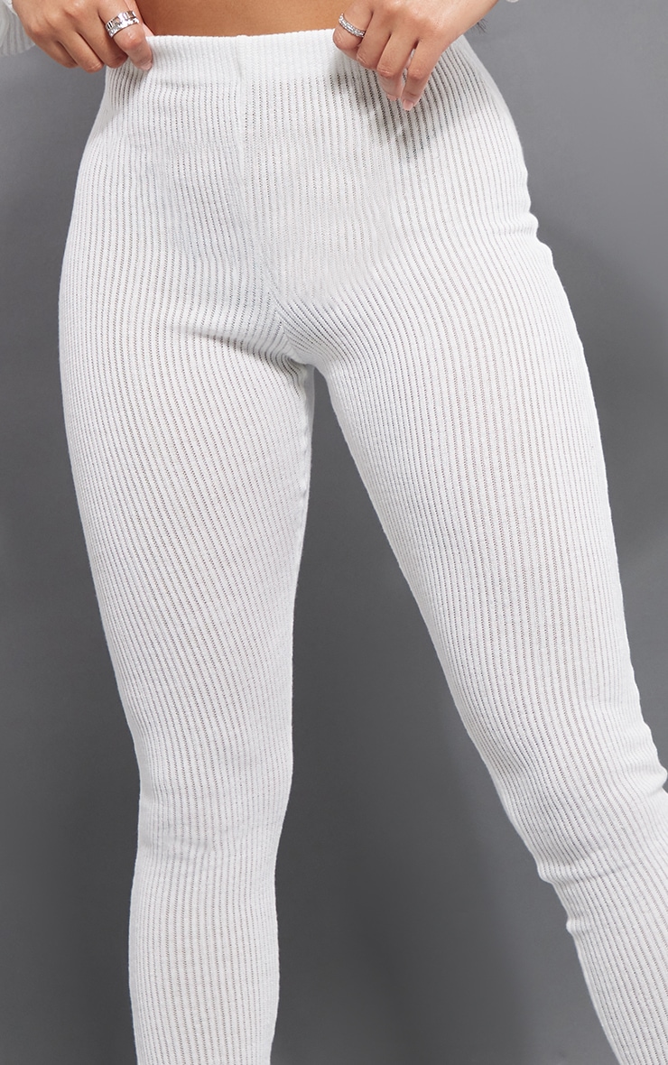 Legging côtelé transparent doux blanc image 4