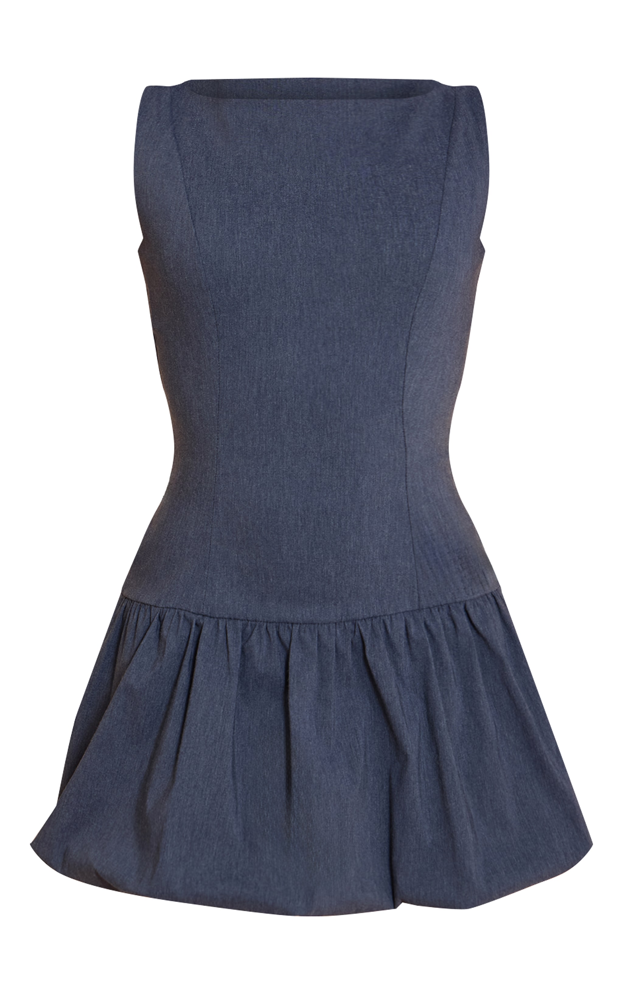 Blue Stretch Woven Puffball Dress image 5
