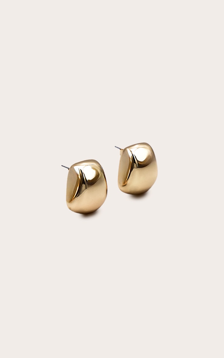 Boucles d'oreilles épaisses carrées dorées à clous image 1