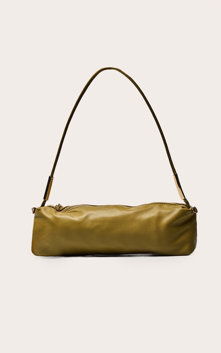 Olive Soft PU Gold Hardware Shoulder Bag image 2